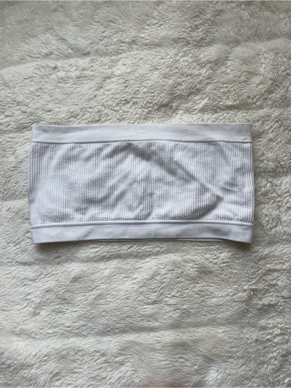 Garage White Ribbed Strapless Crop Top